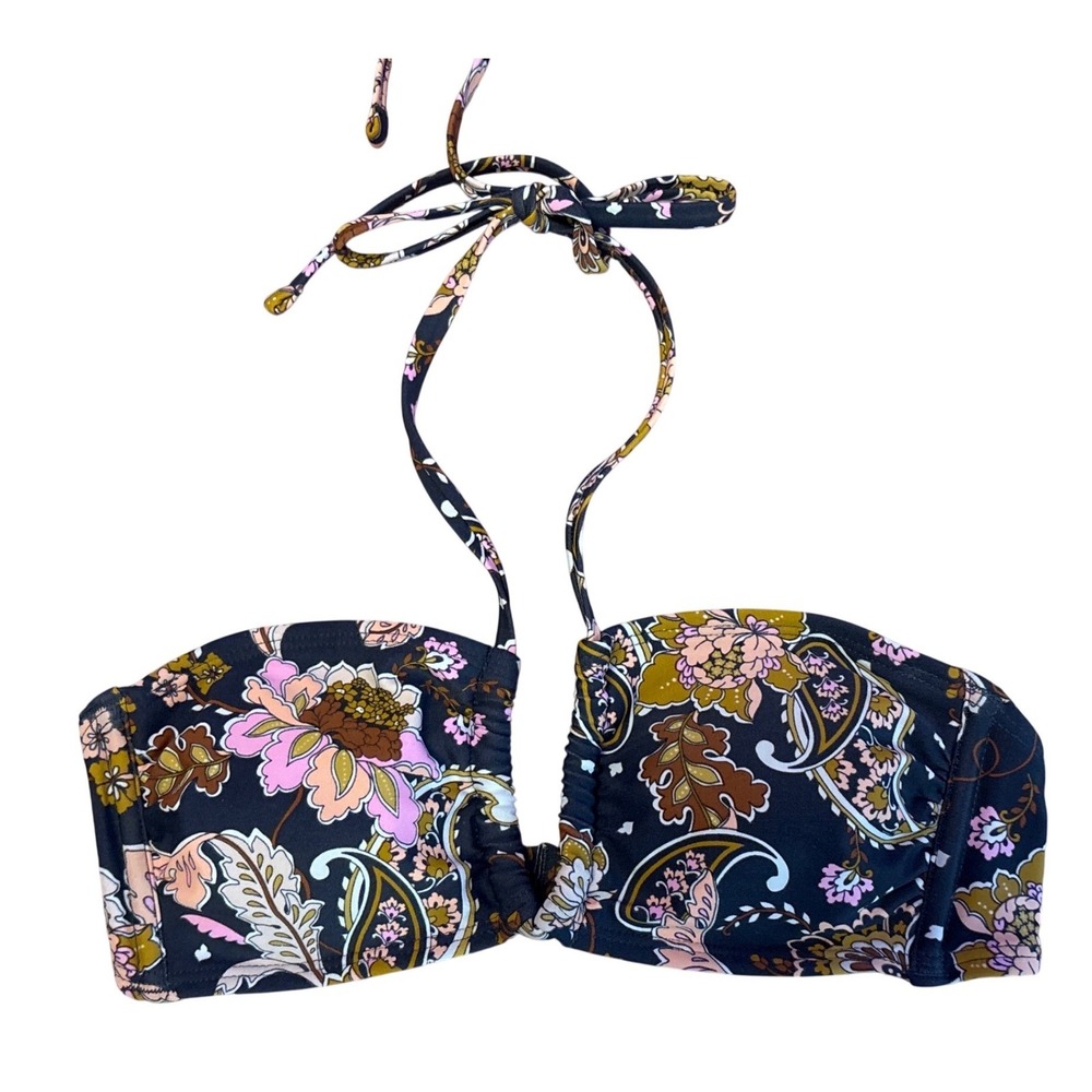 Xhilaration Women's Floral Paisley Bandeau Halter Bikini Top Size Small